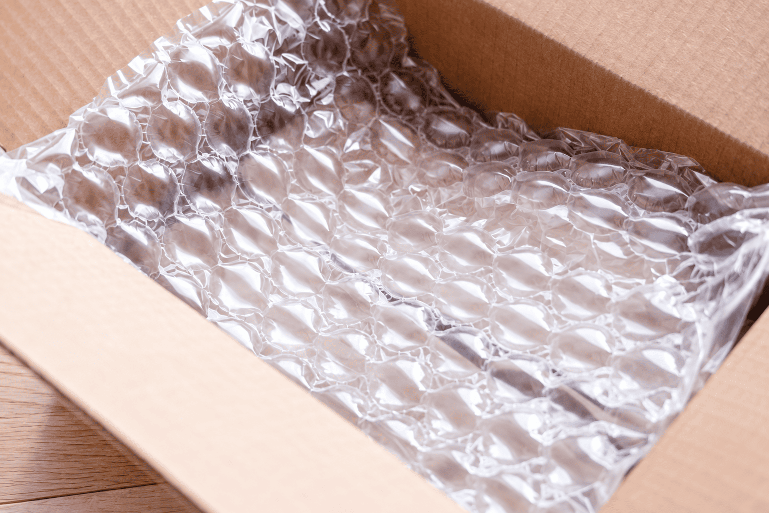 Cushioning with multiple small air chambers, produced using a heated patterned plate.