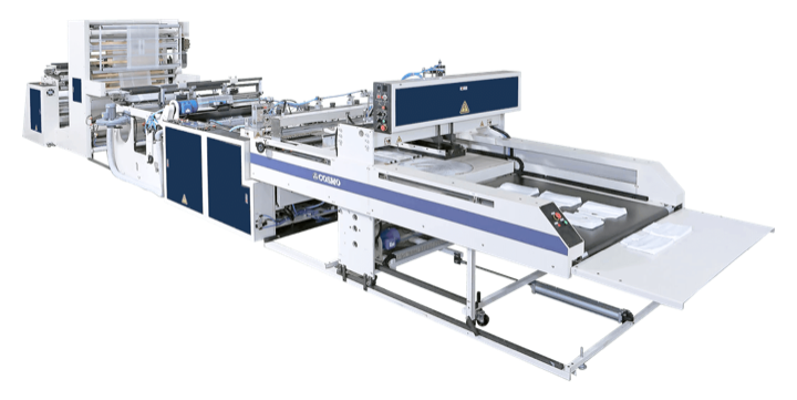 COSMO SSD-1100-GS-L1 beverage carrier and wave-top bag making machine