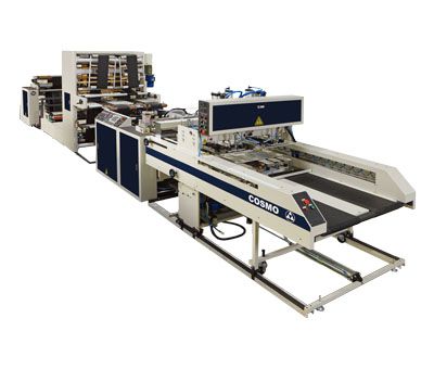 Fully Automatic High Speed 2 Lines T-Shirt Bags Making Machine With Hot Slitting And Side Gusseting Unit / ST-88-G2