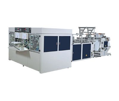 Fully Automatic High Speed 2 Lines Inter-Leaved Star-Seal & Bottom Seal Bag-on-Roll Making Machine(Coreless) / SIR-400-L2