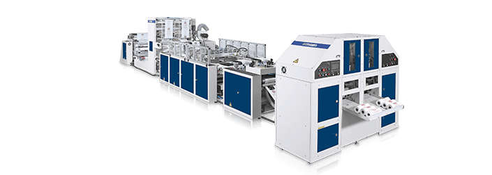 Fully Automatic High Speed T-Shirt Bag & Bottom Sealing Bag-on-Roll Making Machine With Slitting & Gusseting Unit / STBCR-40-G2+OS