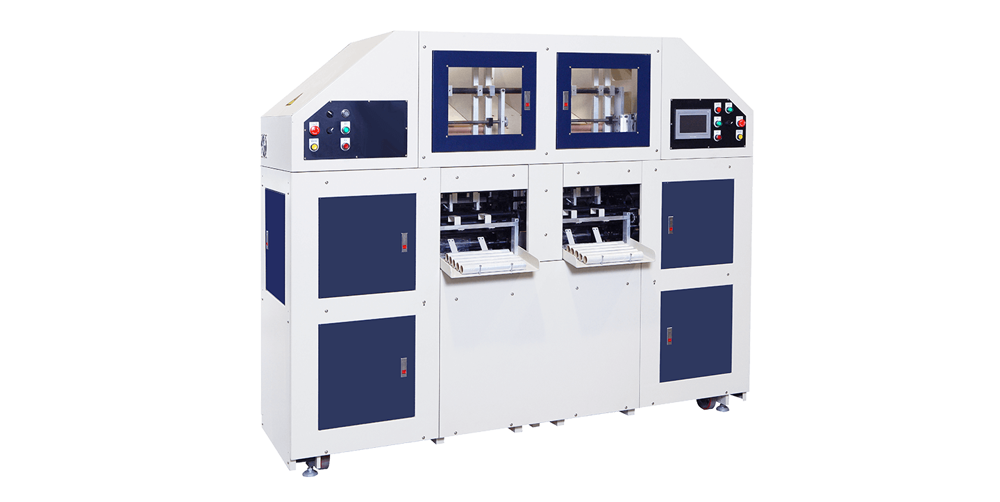Fully Automatic High Speed 4 Spindles 2 Lines Stretch Film Rewinder (Kitchen Type) Fully Automatic High Speed 4 Spindles 2 Lines Stretch Film Rewinder (Kitchen Type)
