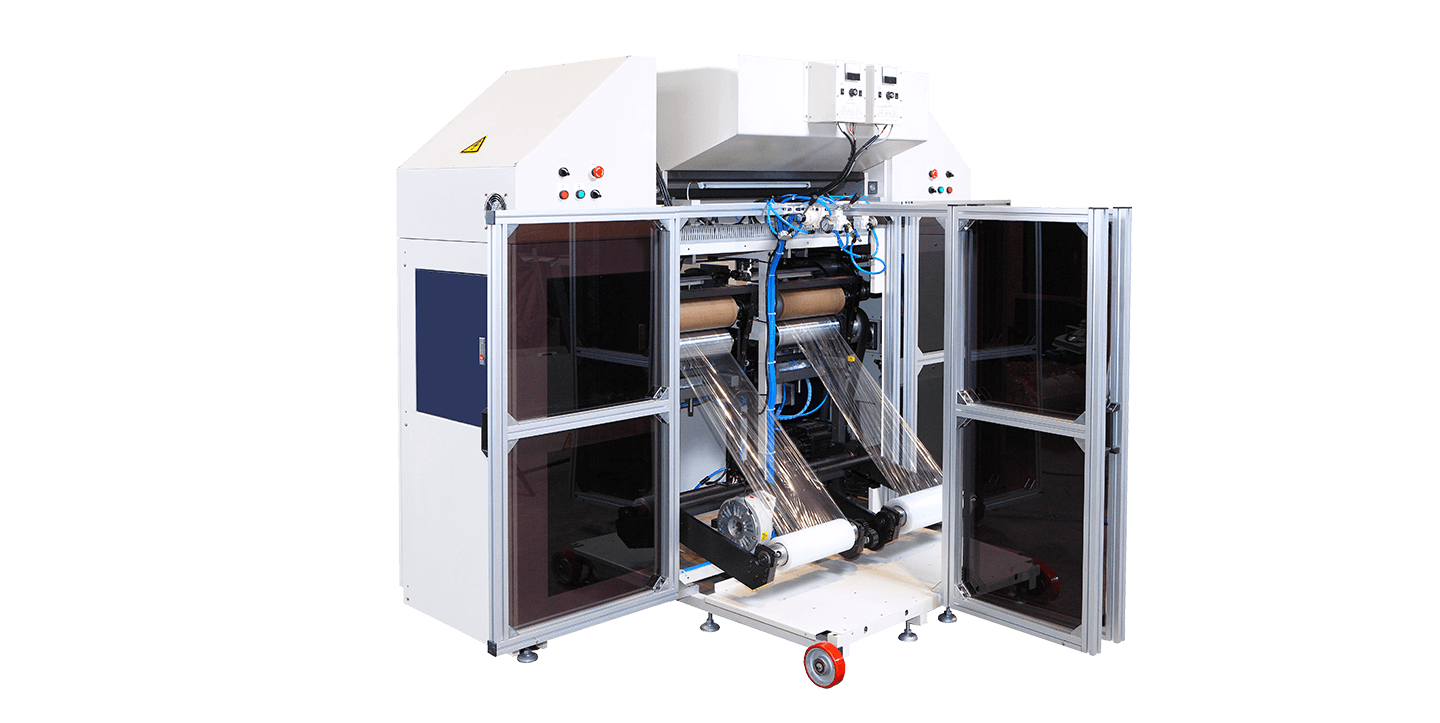 Fully Automatic High Speed 4 Spindles 2 Lines Stretch Film Rewinder (Industrial Type) Fully Automatic High Speed 4 Spindles 2 Lines Stretch Film Rewinder (Industrial Type)