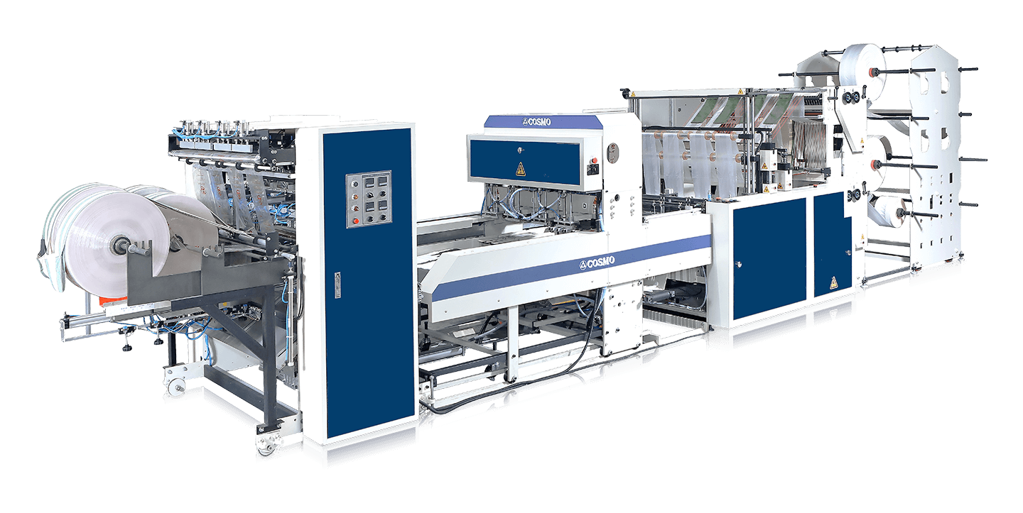 Fully Automatic 8 Tracks T-Shirt Bag & Bottom Seal Bag Making Machine with Auto-Packaging Unit Fully Automatic 8 Tracks T-Shirt Bag & Bottom Seal Bag Making Machine with Auto-Packaging Unit