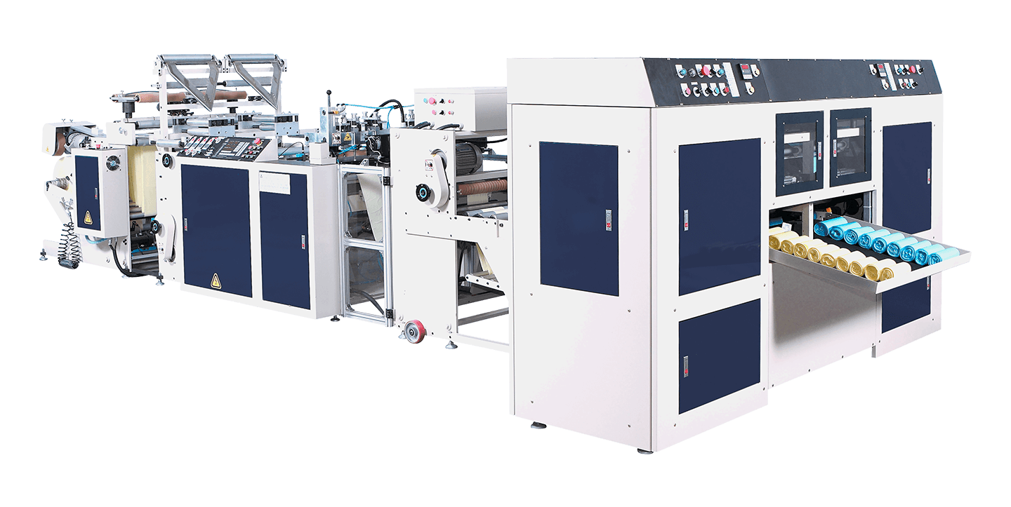 Fully Automatic High Speed 2 Lines Coreless Star Seal Bag on Roll Making Machine